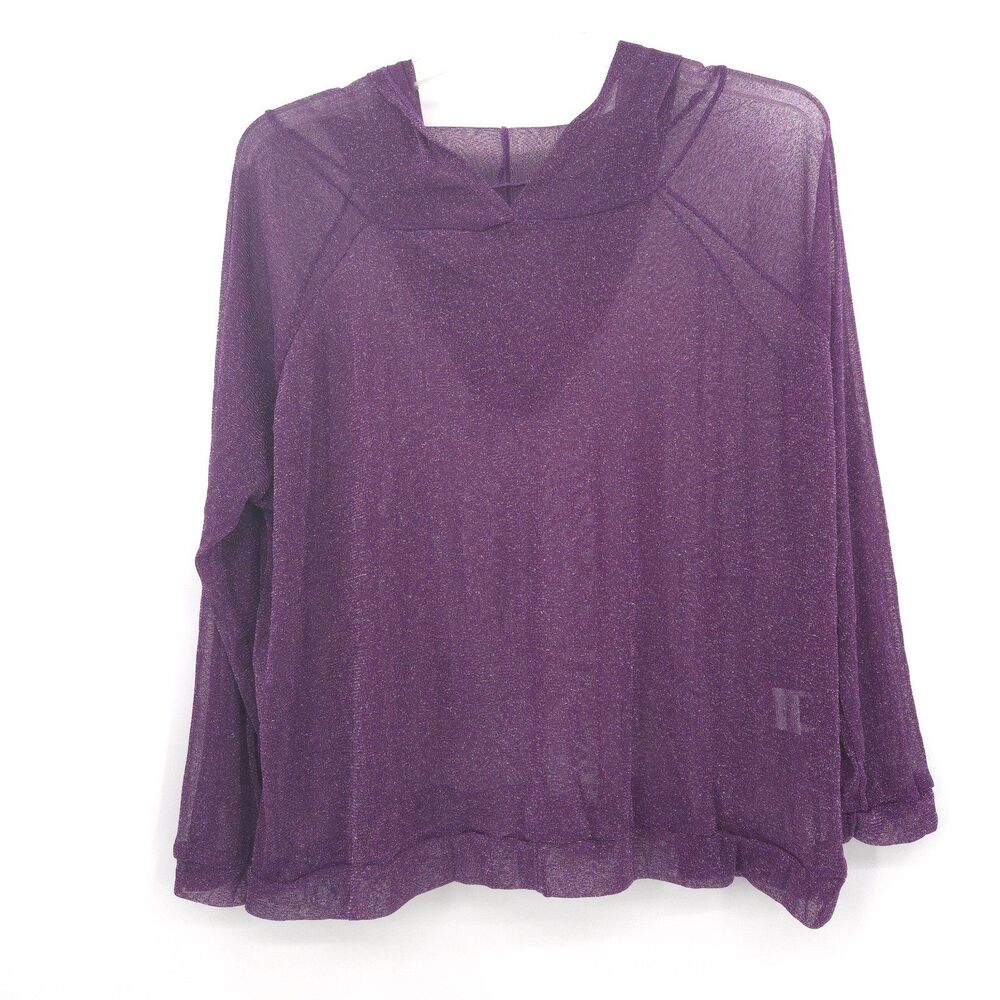 Shein sheer metallic‎ hooded top Size 2XL long sleeve fairy grunge whimsigoth